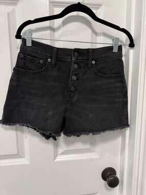 J. Crew Black Button-Front Denim Shorts